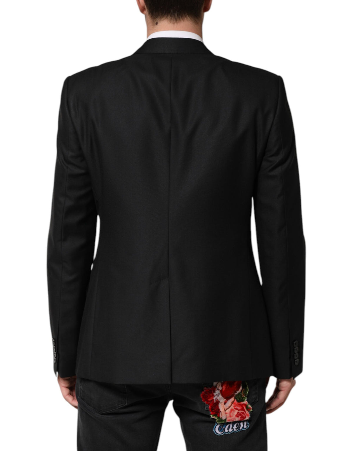 Dolce & Gabbana Men's Single Breasted Virgin Wool Silk Viscose & Cupro Blazer - Black