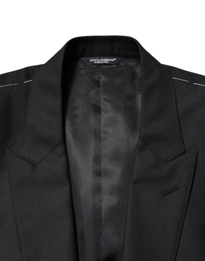 Dolce & Gabbana Men's Single Breasted Virgin Wool Silk Viscose & Cupro Blazer - Black