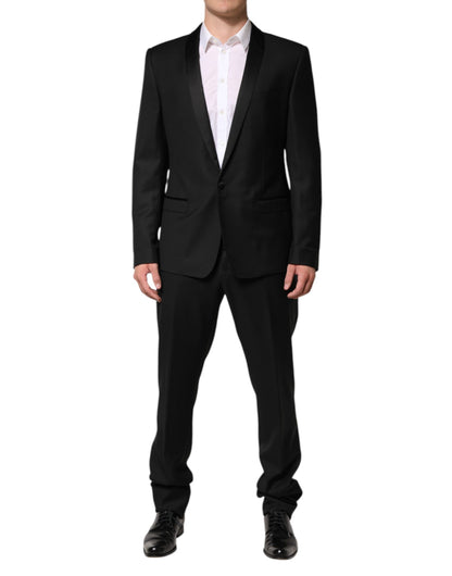 Dolce & Gabbana Black Wool Men Single Breasted 2 Piece Suit