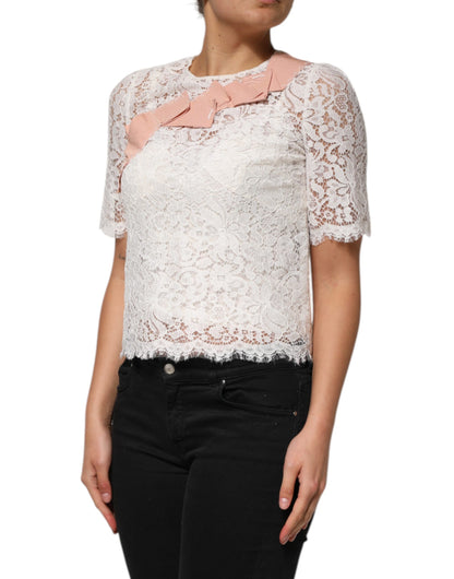 Dolce & Gabbana Women's Short-Sleeve Nylon Cotton & Silk Blouse - White Floral