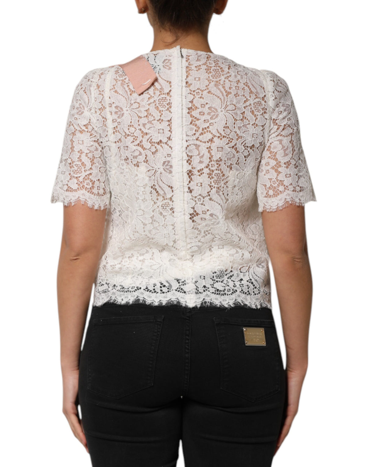 Dolce & Gabbana Women's Short-Sleeve Nylon Cotton & Silk Blouse - White Floral
