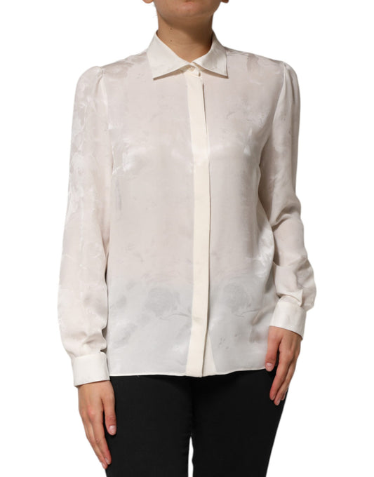 Dolce & Gabbana Women's Long-Sleeve Silk Blouse - White