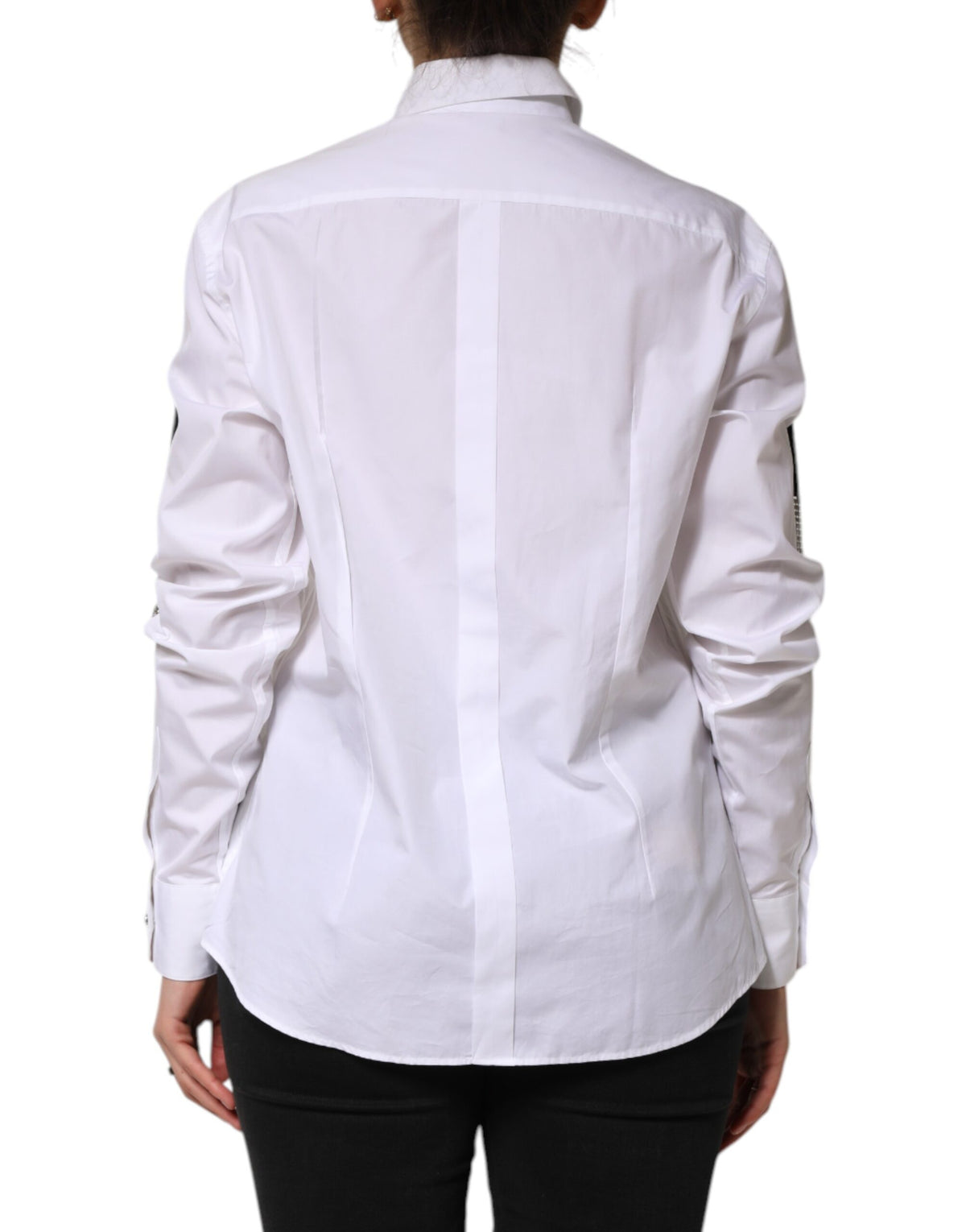 Dolce & Gabbana Women's Long-Sleeve Cotton & Crystal T-Shirt - White