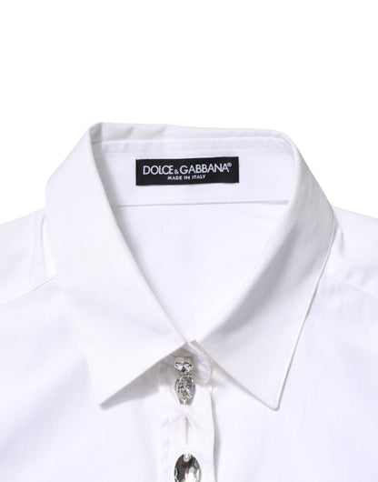 Dolce & Gabbana Women's Long-Sleeve Cotton & Crystal T-Shirt - White