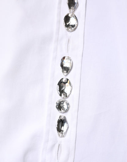 Dolce & Gabbana Women's Long-Sleeve Cotton & Crystal T-Shirt - White