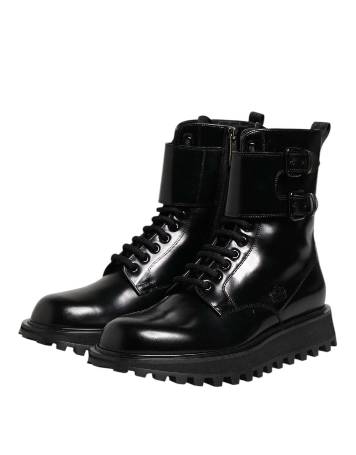 Dolce & Gabbana Men's Calf Leather Lace-Up Mid-Calf Boots - Black