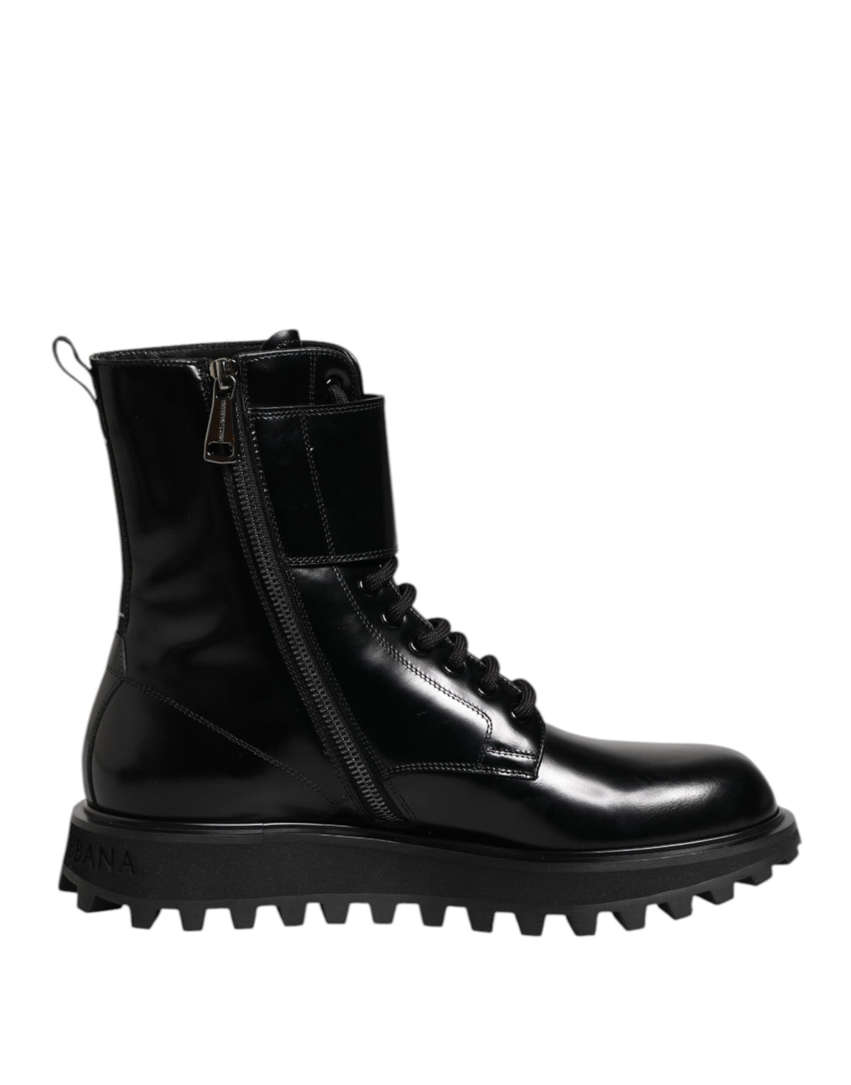 Dolce & Gabbana Men's Calf Leather Lace-Up Mid-Calf Boots - Black
