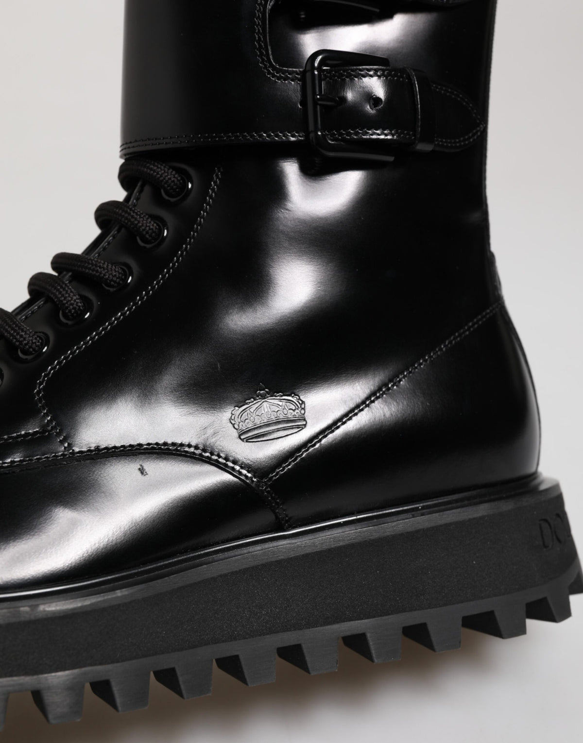 Dolce & Gabbana Men's Calf Leather Lace-Up Mid-Calf Boots - Black
