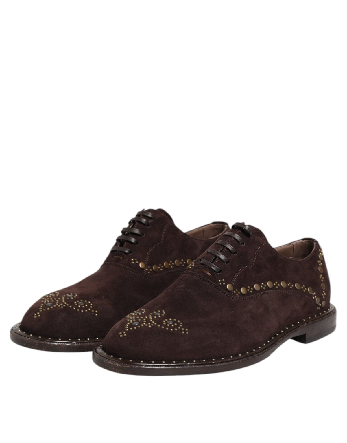 Dolce & Gabbana Men's Viscose Velvet & Leather Oxford Lace-Up Shoes - Brown