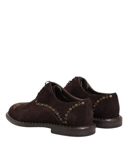 Dolce & Gabbana Men's Viscose Velvet & Leather Oxford Lace-Up Shoes - Brown