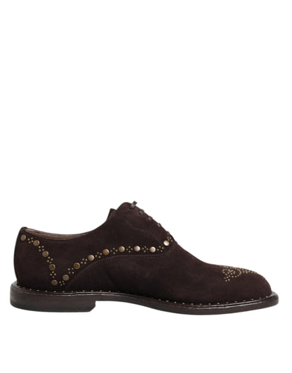 Dolce & Gabbana Men's Viscose Velvet & Leather Oxford Lace-Up Shoes - Brown