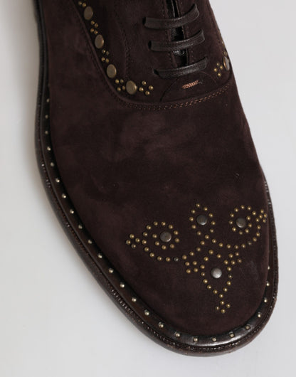 Dolce & Gabbana Men's Viscose Velvet & Leather Oxford Lace-Up Shoes - Brown