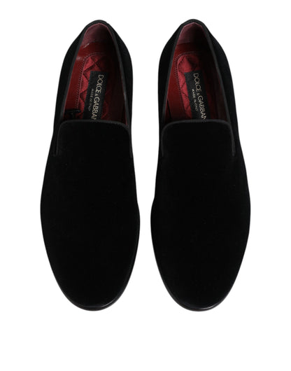 Dolce & Gabbana Men's Cotton Leather & Velvet Loafer Shoes - Black