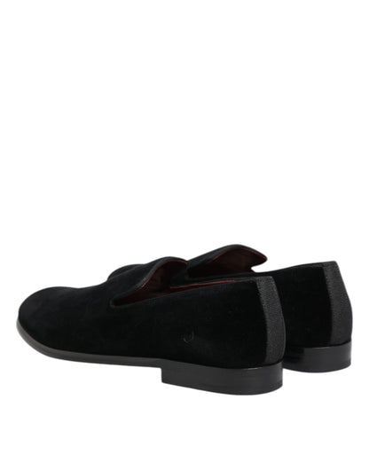 Dolce & Gabbana Men's Cotton Leather & Velvet Loafer Shoes - Black