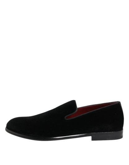 Dolce & Gabbana Men's Cotton Leather & Velvet Loafer Shoes - Black
