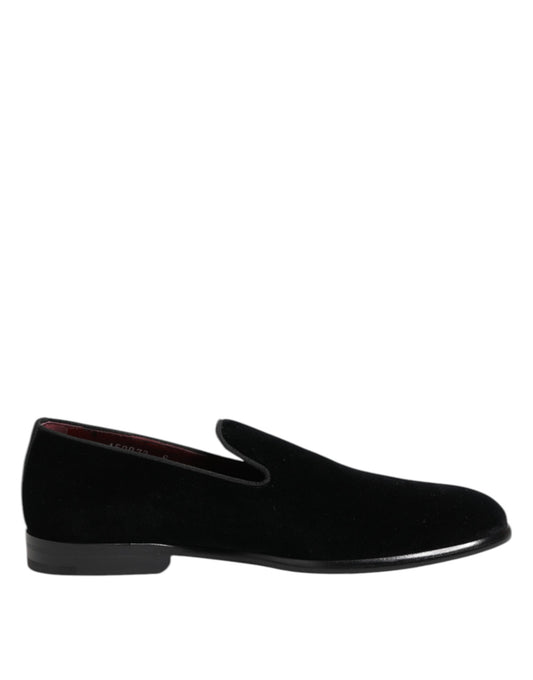 Dolce & Gabbana Men's Cotton Leather & Velvet Loafer Shoes - Black