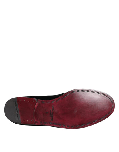 Dolce & Gabbana Men's Cotton Leather & Velvet Loafer Shoes - Black