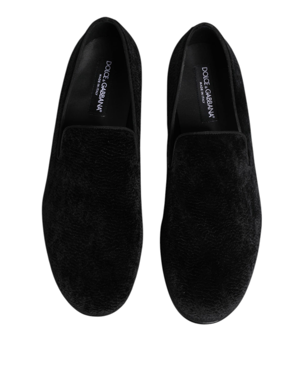 Dolce & Gabbana Men's Leather & Velvet Loafer Shoes - Black Jacquard