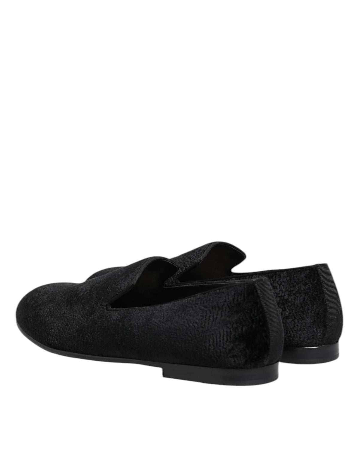 Dolce & Gabbana Men's Leather & Velvet Loafer Shoes - Black Jacquard