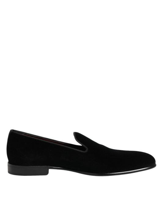 Dolce & Gabbana Men's Leather Cotton & Viscose Loafer Slip-On Shoes - Black