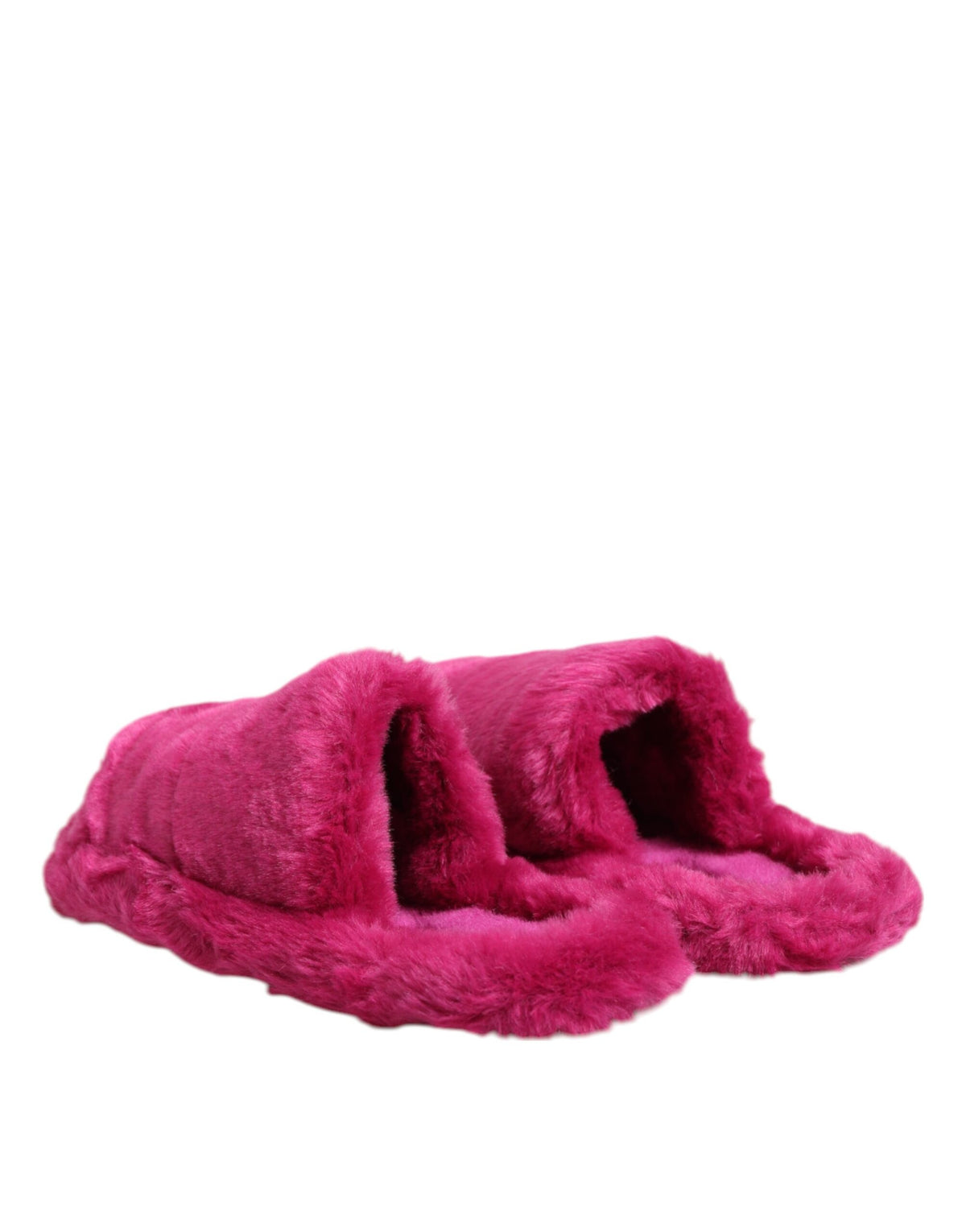 Dolce & Gabbana Men's Acrylic Polyester Rubber & Faux Fur Flat Slider Sandals - Pink