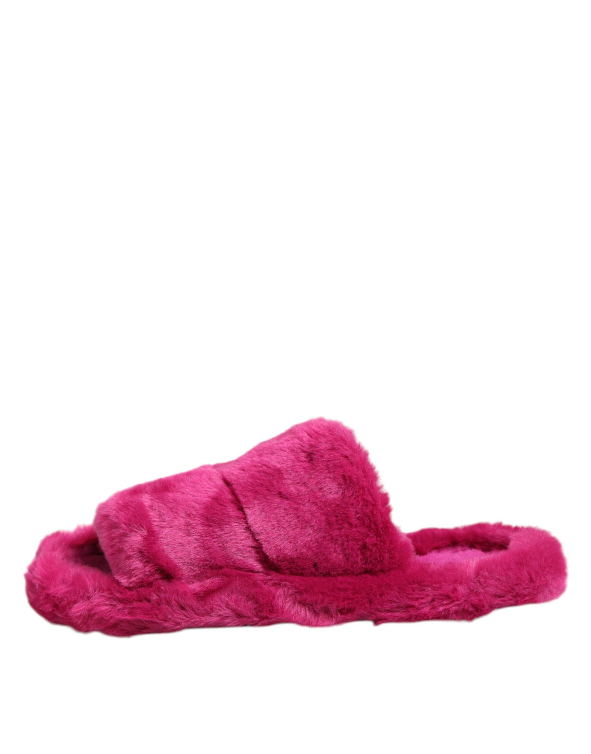 Dolce & Gabbana Men's Acrylic Polyester Rubber & Faux Fur Flat Slider Sandals - Pink