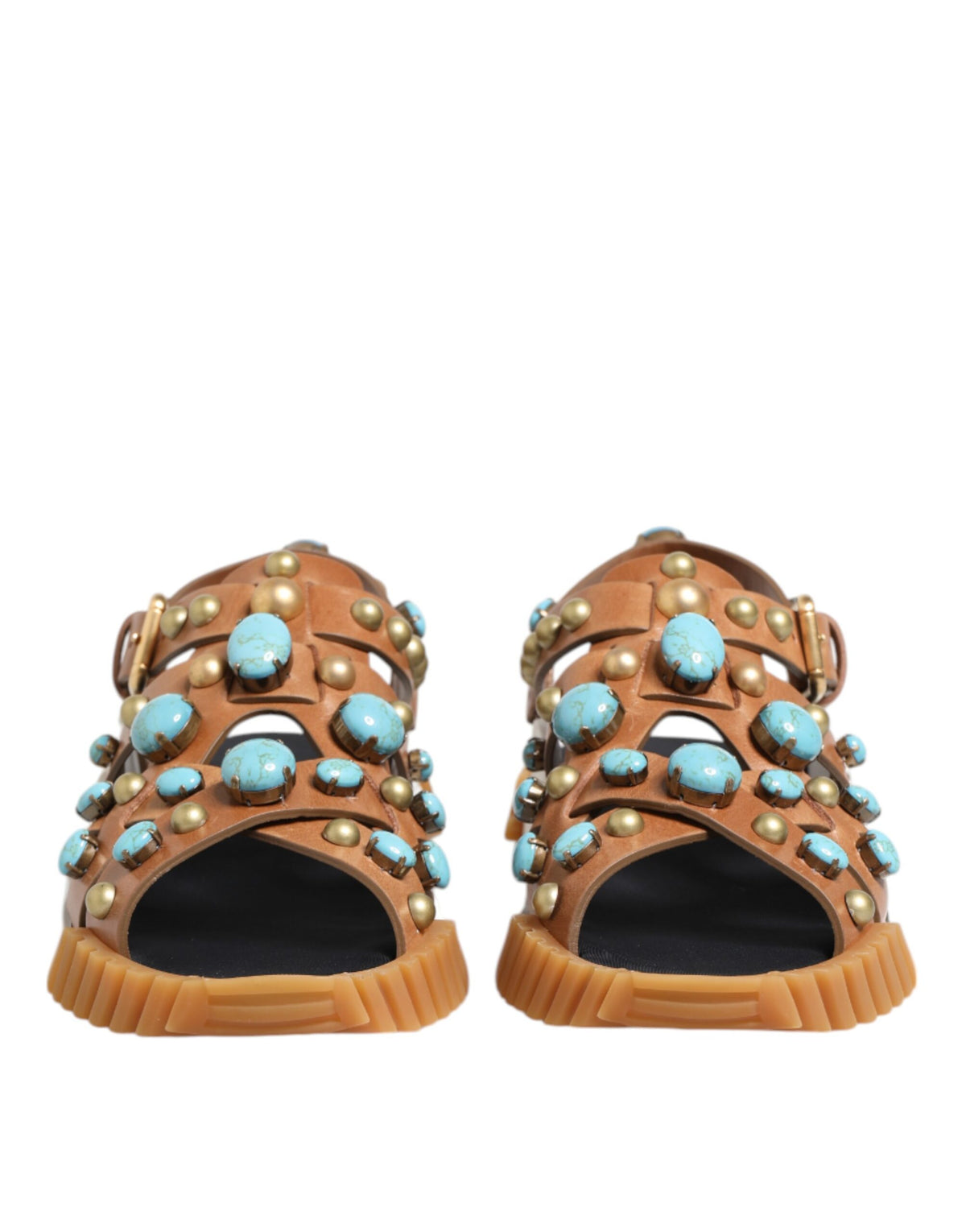 Dolce & Gabbana Men's Leather & Rubber Slider Sandals - Brown White