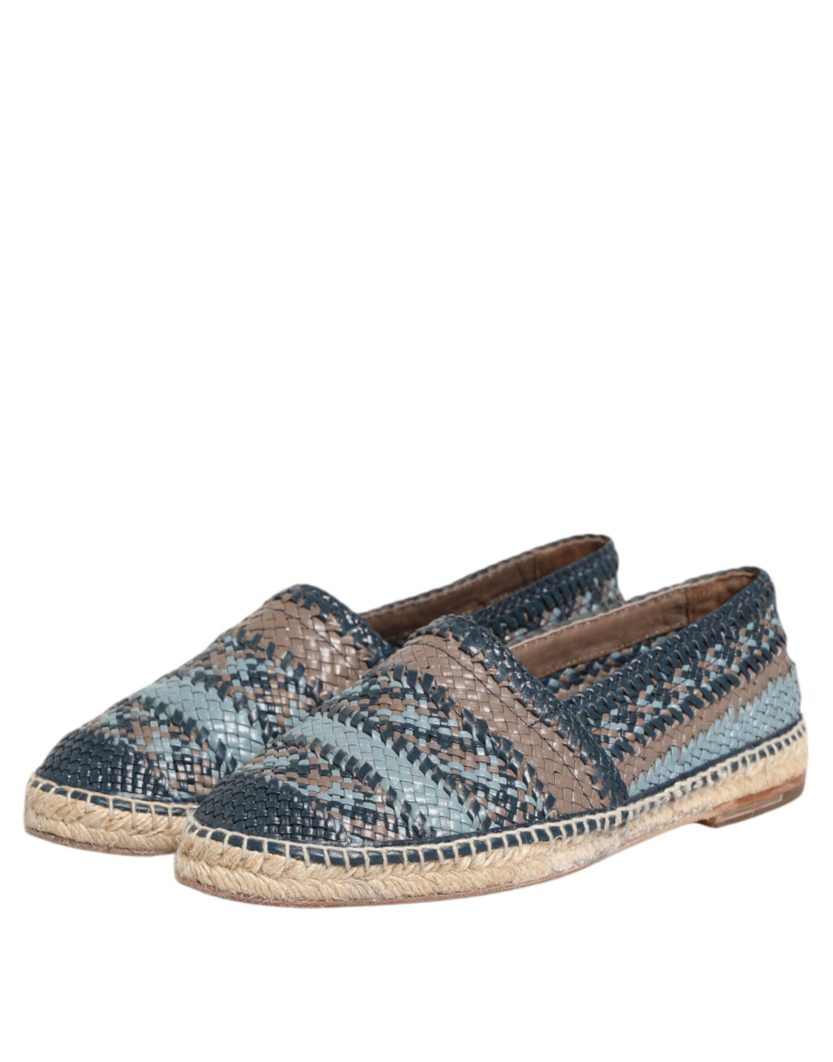 Dolce & Gabbana Men's Buffalo Leather Espadrille Espadrilles Shoes - Blue Gray