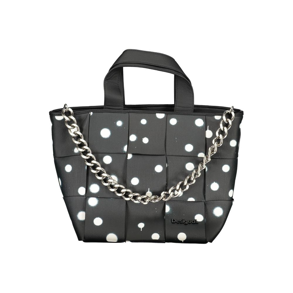 Desigual Black M Woven Droplets Tote Handbag