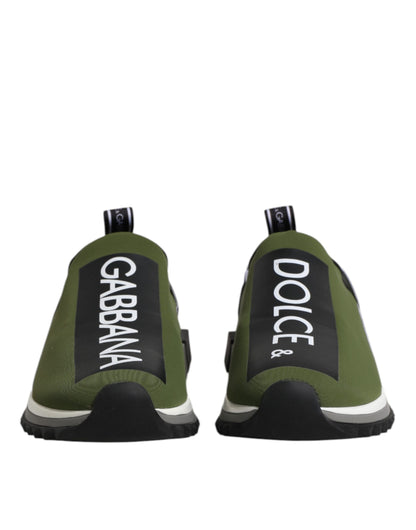 Dolce & Gabbana Men's Low Top Nylon Polyurethane Viscose & Rubber Sneakers - Black Green