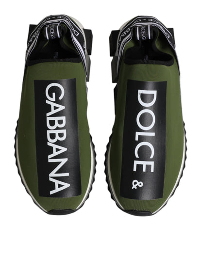 Dolce & Gabbana Men's Low Top Nylon Polyurethane Viscose & Rubber Sneakers - Black Green