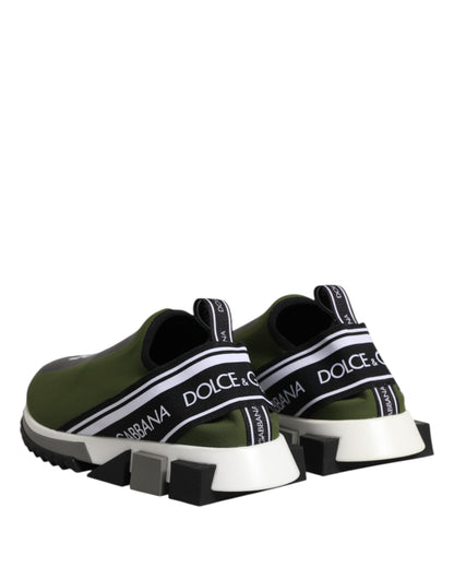 Dolce & Gabbana Men's Low Top Nylon Polyurethane Viscose & Rubber Sneakers - Black Green