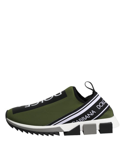 Dolce & Gabbana Men's Low Top Nylon Polyurethane Viscose & Rubber Sneakers - Black Green