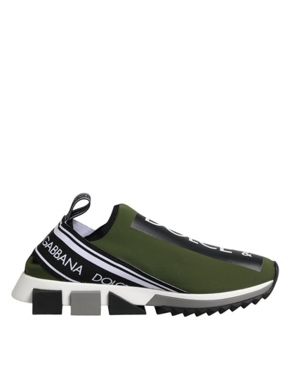 Dolce & Gabbana Men's Low Top Nylon Polyurethane Viscose & Rubber Sneakers - Black Green