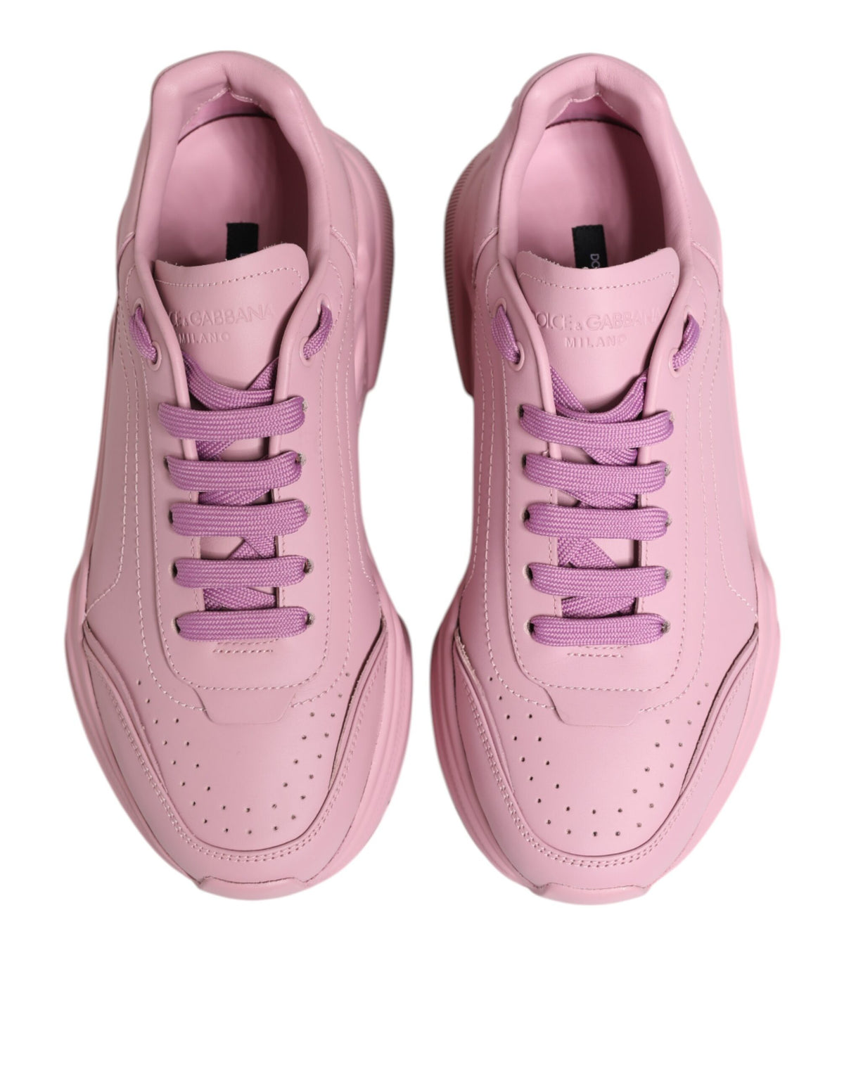 Dolce & Gabbana Men's Low Top Calfskin Leather Sneakers - Pink