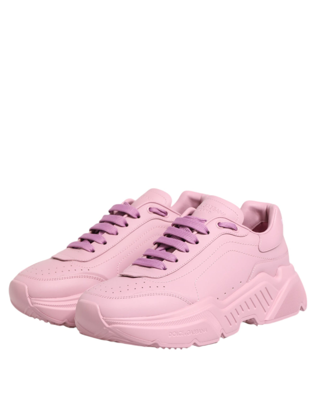 Dolce & Gabbana Men's Low Top Calfskin Leather Sneakers - Pink