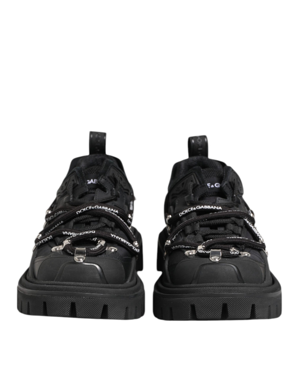 Dolce & Gabbana Men's Low Top Polyester Viscose Rubber & Calf Leather Sneakers - Black