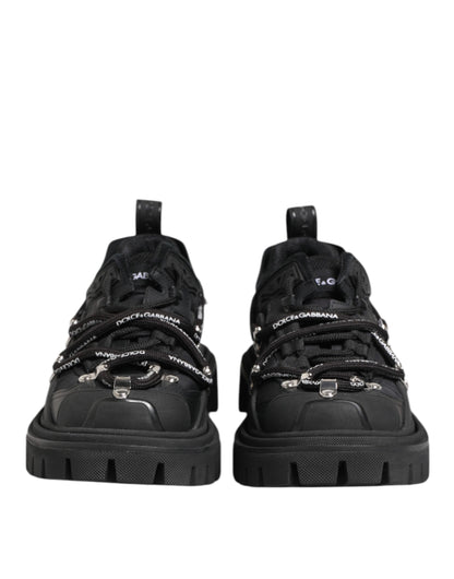 Dolce & Gabbana Men's Low Top Polyester Viscose Rubber & Calf Leather Sneakers - Black
