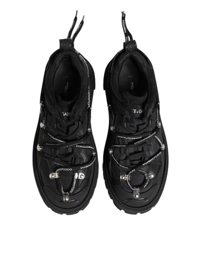 Dolce & Gabbana Men's Low Top Polyester Viscose Rubber & Calf Leather Sneakers - Black
