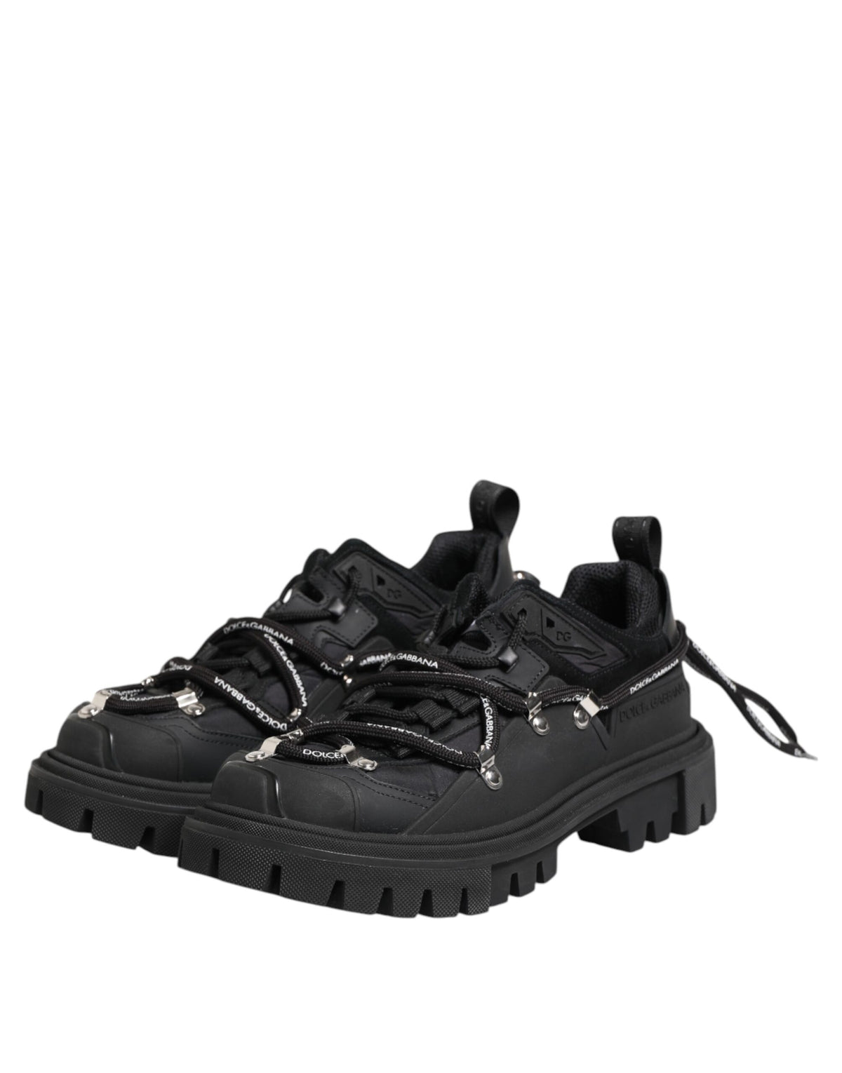Dolce & Gabbana Men's Low Top Polyester Viscose Rubber & Calf Leather Sneakers - Black