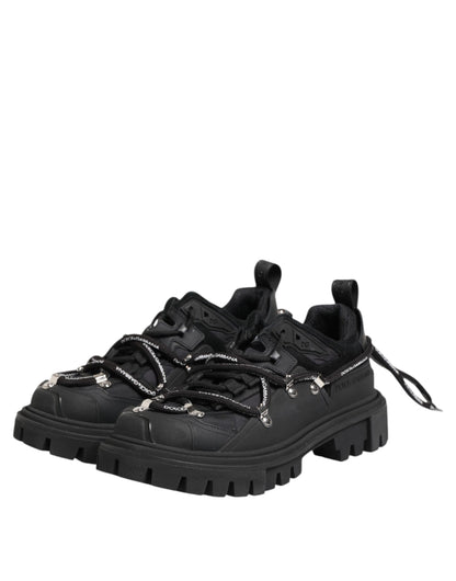 Dolce & Gabbana Men's Low Top Polyester Viscose Rubber & Calf Leather Sneakers - Black