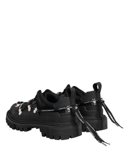 Dolce & Gabbana Men's Low Top Polyester Viscose Rubber & Calf Leather Sneakers - Black