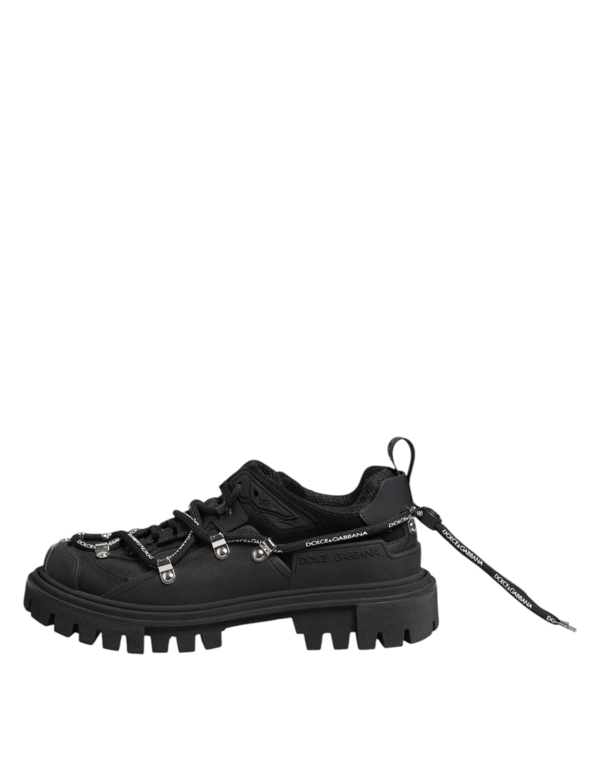 Dolce & Gabbana Men's Low Top Polyester Viscose Rubber & Calf Leather Sneakers - Black