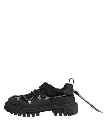 Dolce & Gabbana Men's Low Top Polyester Viscose Rubber & Calf Leather Sneakers - Black