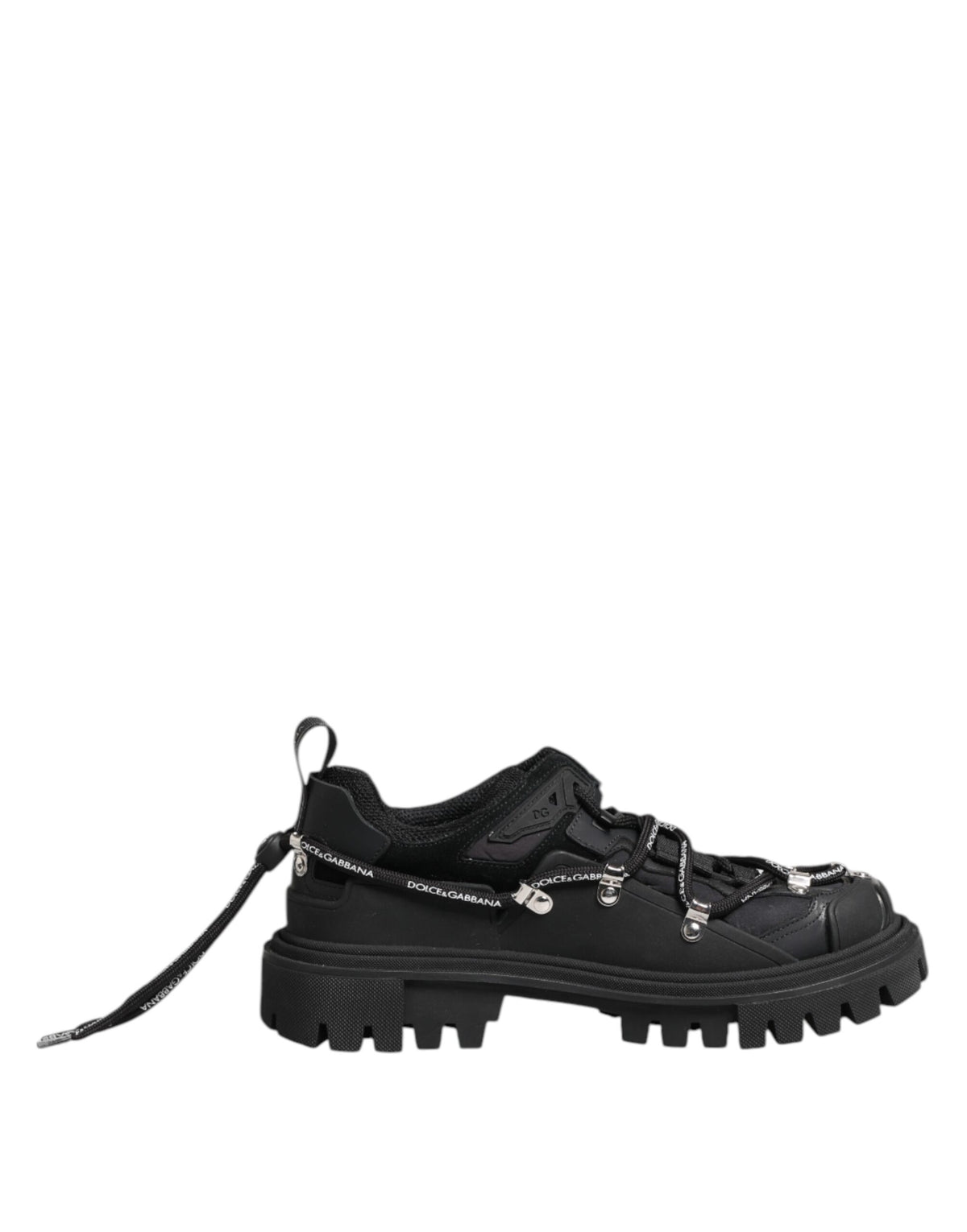 Dolce & Gabbana Men's Low Top Polyester Viscose Rubber & Calf Leather Sneakers - Black