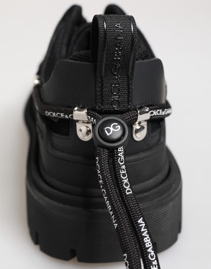 Dolce & Gabbana Men's Low Top Polyester Viscose Rubber & Calf Leather Sneakers - Black