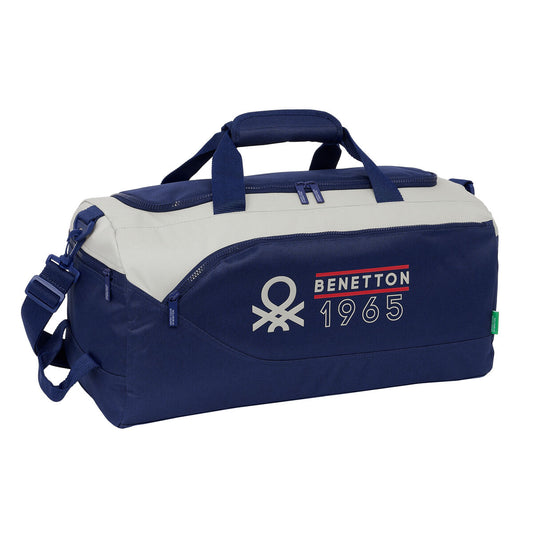 Sports bag Benetton Varsity Grey Navy Blue 50 x 25 x 25 cm