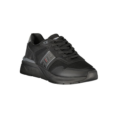 Athletic Sneakers by Blauer for men in polyester & polyethylene black features an stately silhouette, showcasing the signature athletic style of the Explorer Men's Athletic Polyester & Polyethylene Sneakers collection with a truly stately finish.
