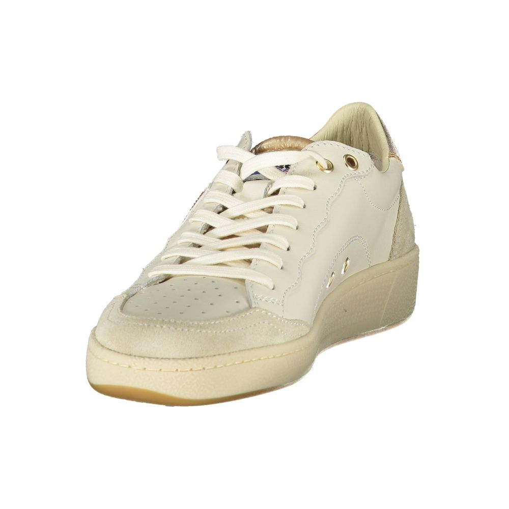 Sneakers by Blauer for women in polyester polyethylene leather bronze & white features an sumptuous silhouette, showcasing the premium Women's Low-Top Polyester Polyethylene Leather Sneakers in a sumptuous low-top style that offers a sumptuous finish for refined style.