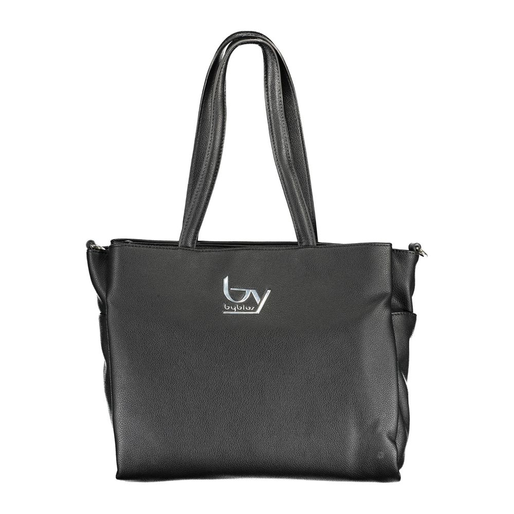 BYBLOS Black Faux Grained Leather Tote Handbag